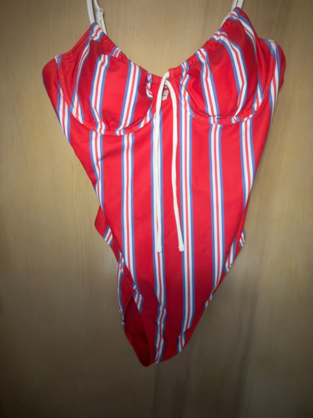No Boundaries Red White Blue Striped One-Piece Swimsuit size xl